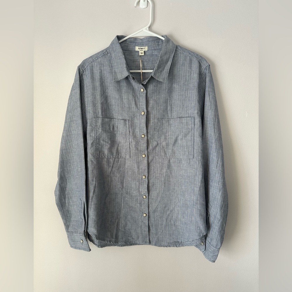 Dylan Button Down Herringbone Top NWT - image 2